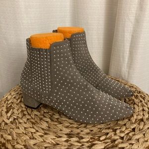 Topshop gray suede pointed studded boots
